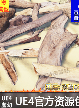 UE4UE5树木树枝干枯木块腐木碎屑木柴枯木Driftwood Pack 1