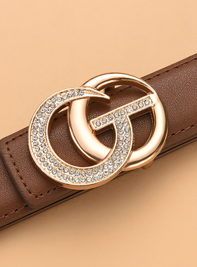 皮带女士真皮新款G扣黑色高级感时尚百搭装饰腰带西装牛仔裤带潮