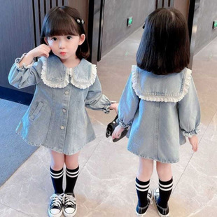 公主长袖 童装 小童女宝宝秋装 韩版 裙子 女童牛仔连衣裙洋气春秋时尚