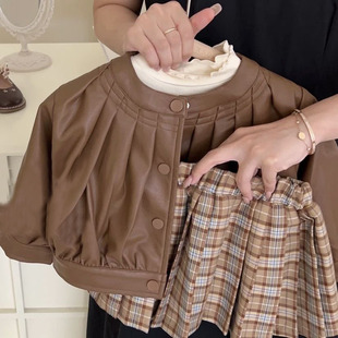 女童皮衣春秋2025新款 时髦洋气上衣1一5岁女宝宝夹克外套 儿童秋季