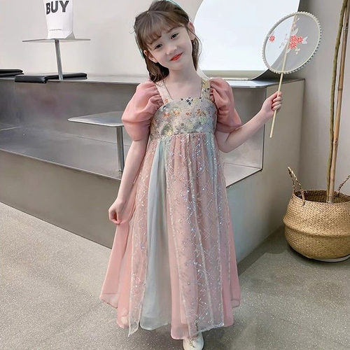 女童新中式汉服裙夏季古风连衣裙