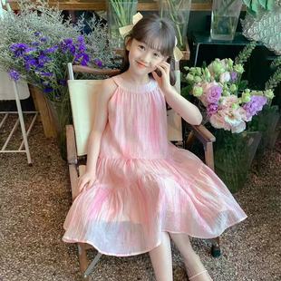 女童连衣裙夏装2025新款韩版儿童挂脖公主裙小女孩吊带裙夏天裙子