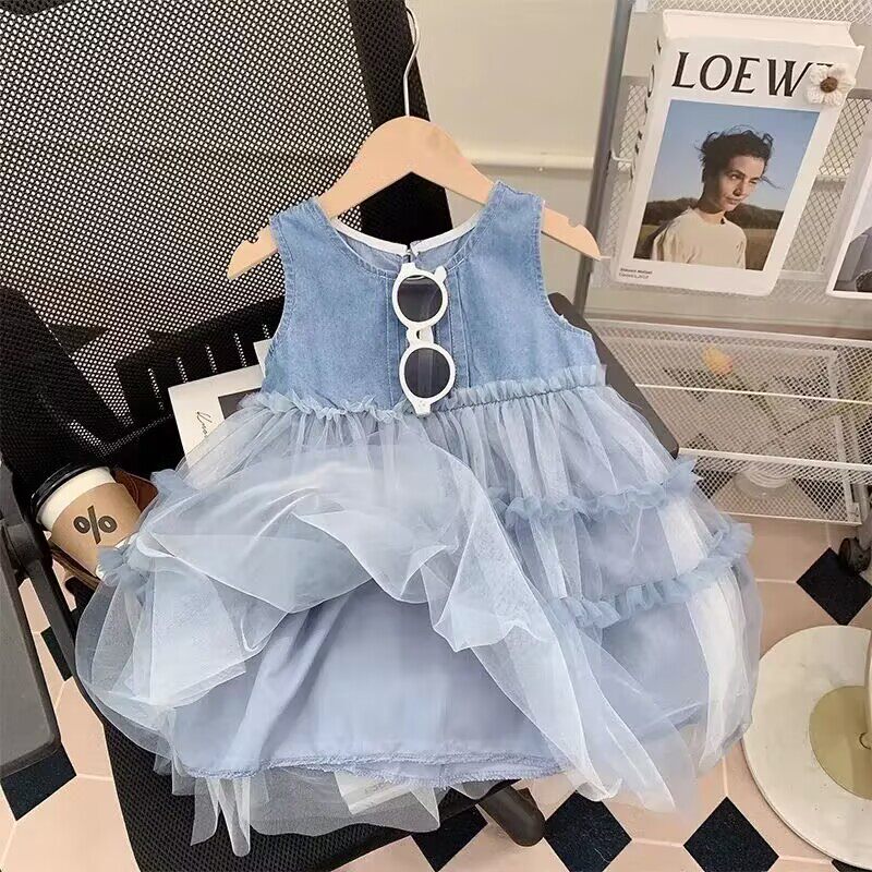 女童连衣裙夏装2026新款儿童韩版洋气公主裙女宝宝背心牛仔纱裙子