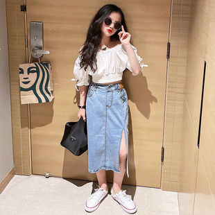 女童牛仔套装夏季2026新款洋气儿童女孩网红套裙中大童时髦两件套