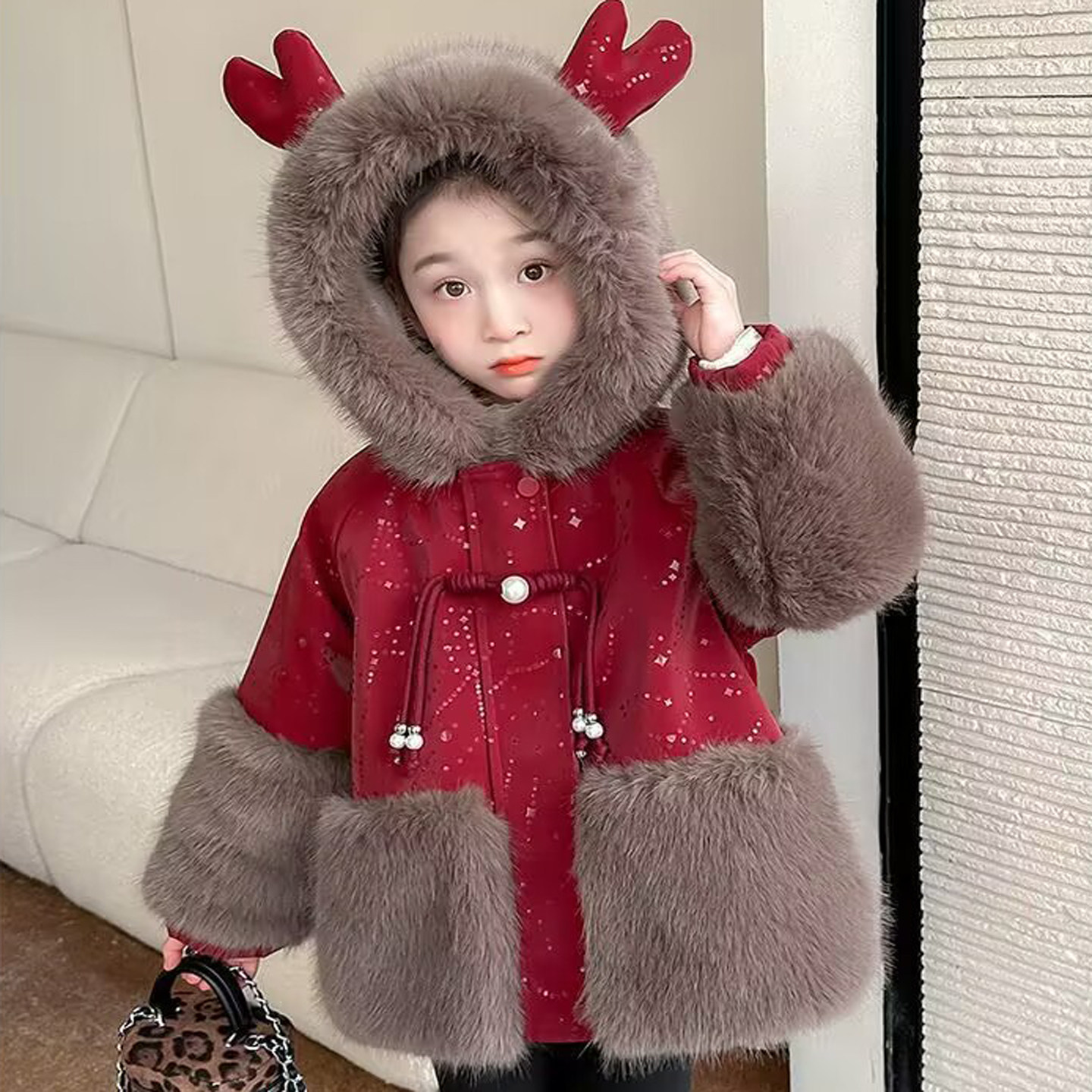 女童加厚皮草外套冬装洋气