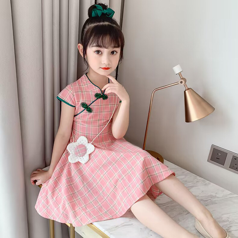 女童旗袍连衣裙2025新款夏装洋气中大儿童格子小女孩汉服公主裙子,童装/婴儿装/亲子装,旗袍,淘宝优惠券,粉丝福利购,淘宝优惠卷
