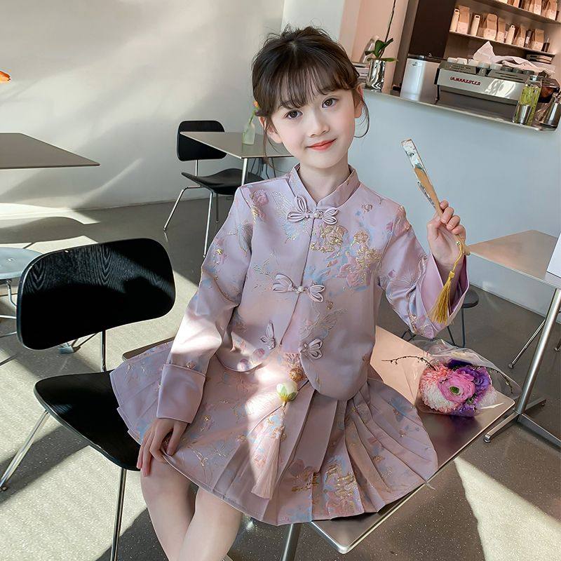 女童秋装套装2025新款儿童新中式刺绣汉服春秋女孩马面裙两件套潮,童装/婴儿装/亲子装,汉服,淘宝优惠券,粉丝福利购,淘宝优惠卷