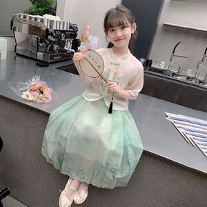 女童汉服2024新款夏季中国风马面裙套装中大童洋气短袖新中式裙子