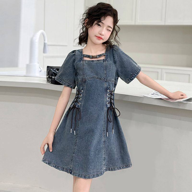 女童牛仔裙夏季2026儿童洋气时髦水洗女中大童韩版时尚薄连衣裙子