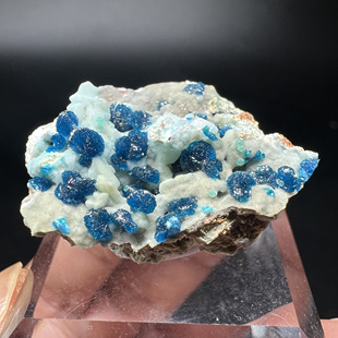 磷酸锌铜矿Veszelyite +东川石 + 异极矿 精品 矿物晶体 矿物标本