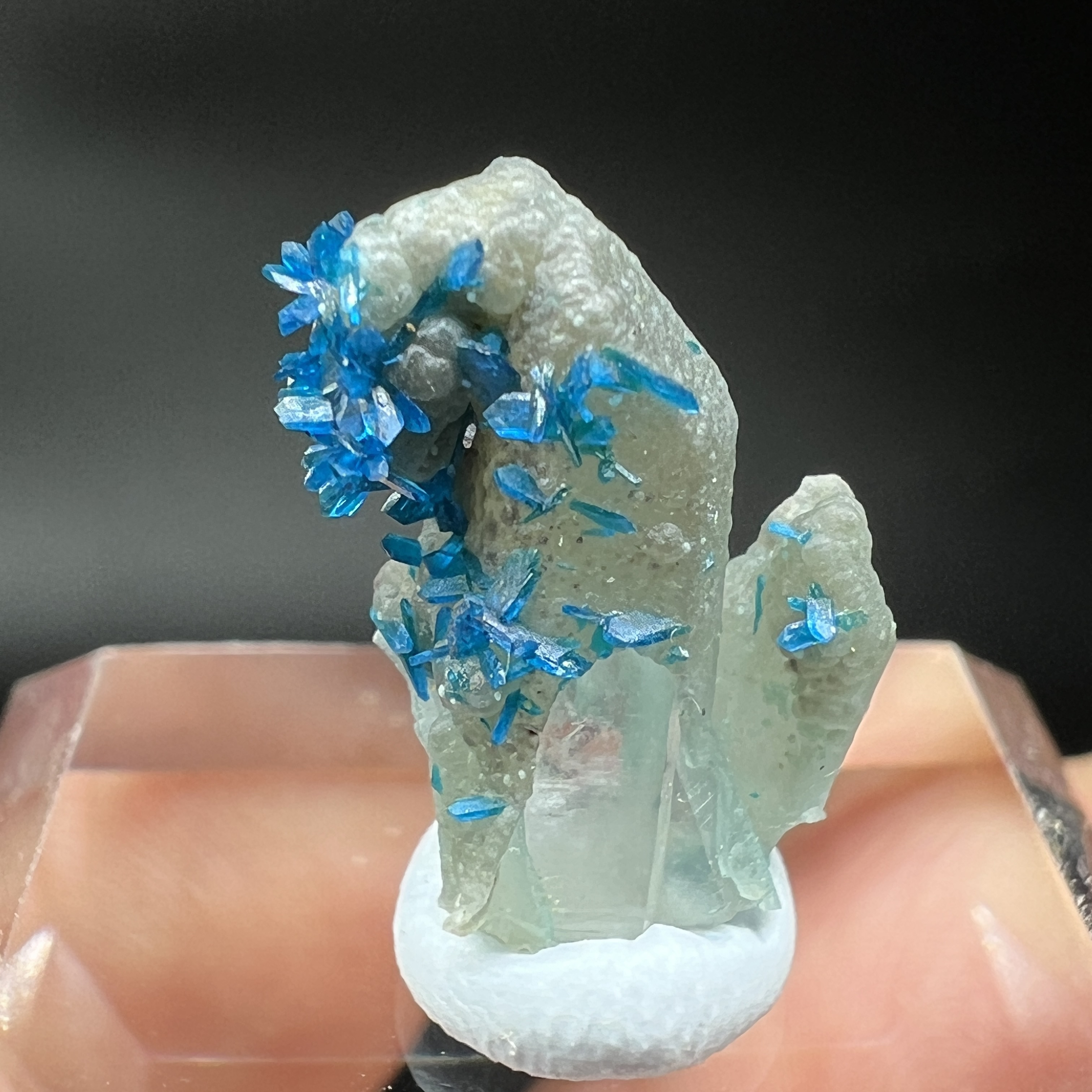 磷酸锌铜矿Veszelyite + 水晶 精品天然矿物晶体矿物标本原石矿石