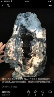 萤石晶洞Fluorite +白云石 + 水晶 精品矿物晶体矿物标本矿石原石