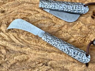 迷你大马士革小柴刀开快递水果刀便携随身小刀