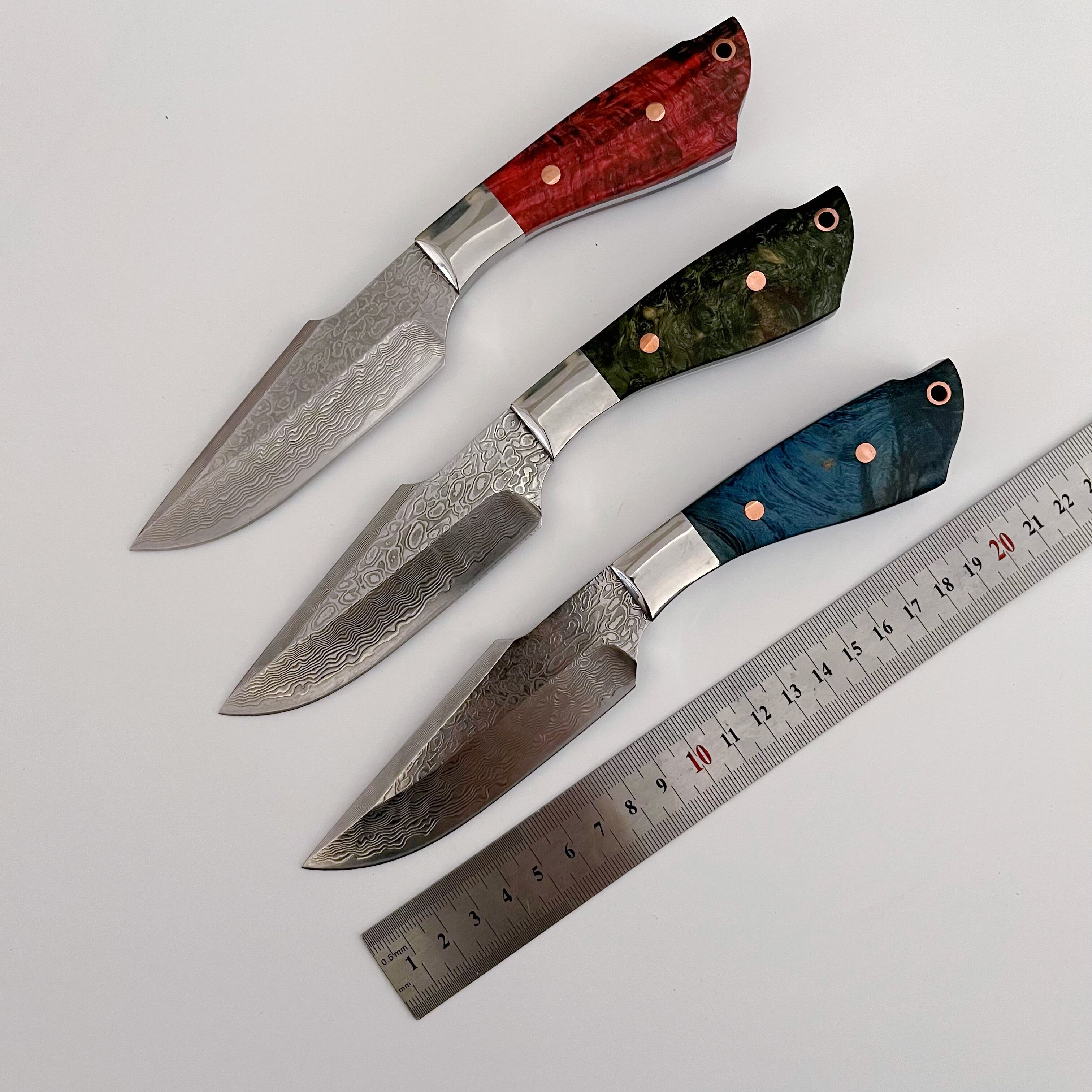 户外大马士革钢刀高硬度锋利小刀直刀野外刀具防身刀水果刀