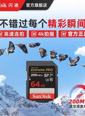 sandisk闪迪旗舰店正品64g卡sd卡单反高速相机内存卡摄像存储卡4K