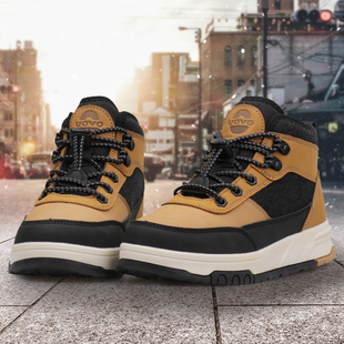 UOVO男童高帮户外登山鞋防滑厚底运动鞋徒步鞋