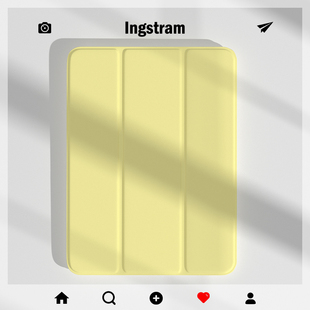 ipad2024新款 13寸iPad9代10.2英寸折叠透明磨砂半透明保护套 air6三折柠檬黄11寸轻薄防摔气囊iPadair2024款