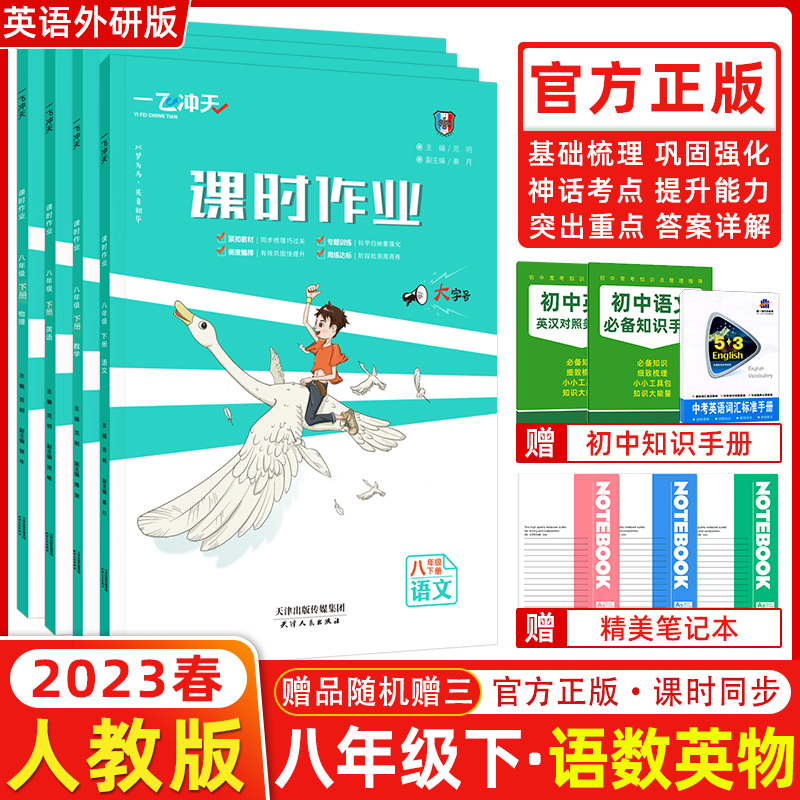 2023春 天津版 一飞冲天课时作业八年级语文数学英语物理下册全4本 8年级下同步训练 初中同步课时练八年级下册专项训练