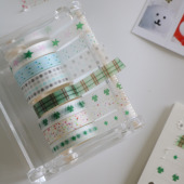 和纸胶带星星三叶草格纹波点胶带拉条胶带手账素材5m拉条