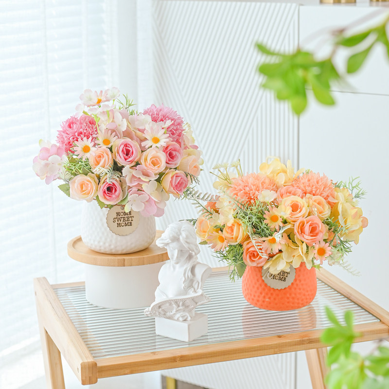 北欧小清新仿真花客厅摆设办公室装饰餐桌插花绢花艺摆件假花ins