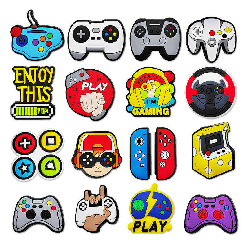 软胶游戏机PLAY吃豆人洞洞鞋配饰diy优调鞋花装饰扣卡扣硅胶森秋