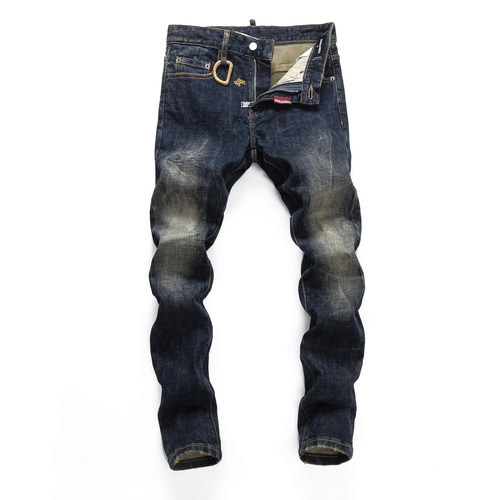 2026DSQ新款破洞修身破洞泼墨刀割港风做旧紧身高D2广州牛仔裤男