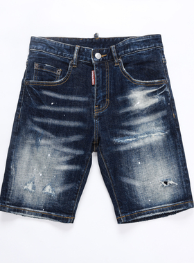 2026春夏高版破洞破洞港风男士浅蓝色潮港风广州品质DSQ2牛仔短裤