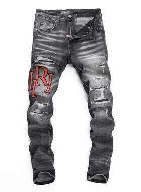 2025四季新款破洞小脚修身男士黑色潮夜店港风乞丐紧身高品质MAIR