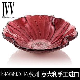 进口IVV彩色果盘水晶玻璃手工现代客厅沙拉盘透明创意欧式 碗家用