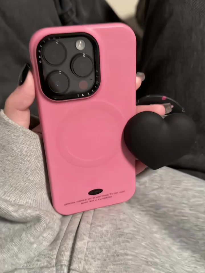 西多士甜酷风黑色爱心磁吸支架适用苹果16promax手机壳iphone15新款16pro独特超好看14女款13防摔保护套