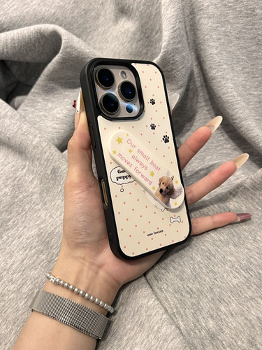 西多士白底粉波点创可贴支架适用于苹果15pro可爱iphone18苹果16pro手机壳17