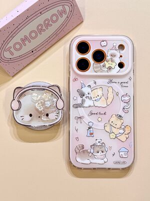 西多士粉色渐变猫咪适用苹果17双层iphone16摇摇乐15支架14磨砂可爱手机硬壳