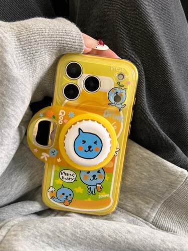 西多士橘子汽水瓶盖酷儿磁吸壳适用于苹果15pro可爱iphone14苹果16pro个性创意17防摔保护套