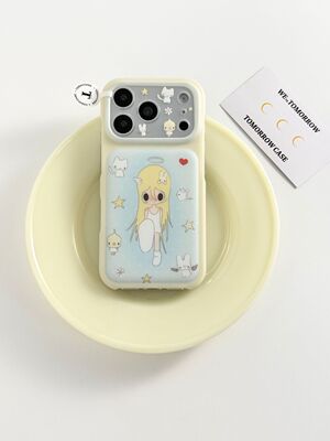 西多士晕染蓝波点秋秋适用苹果17promax磨砂iphone16全包15可爱手机硬壳