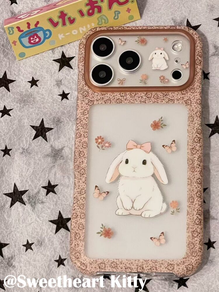 西多士ins古早棕色花纹蝴蝶小兔子适用iphone17promax苹果16手机壳15女