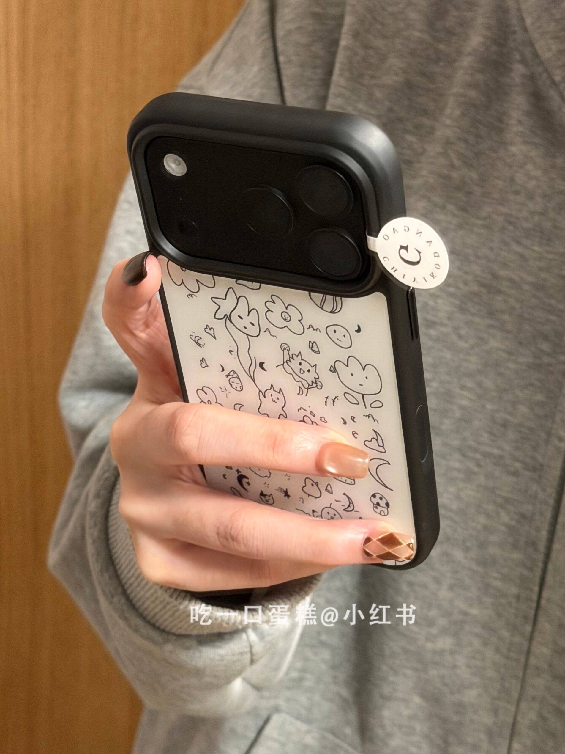 西多士白底黑线条猫咪月亮适用18promax手机壳iphone1716保护套