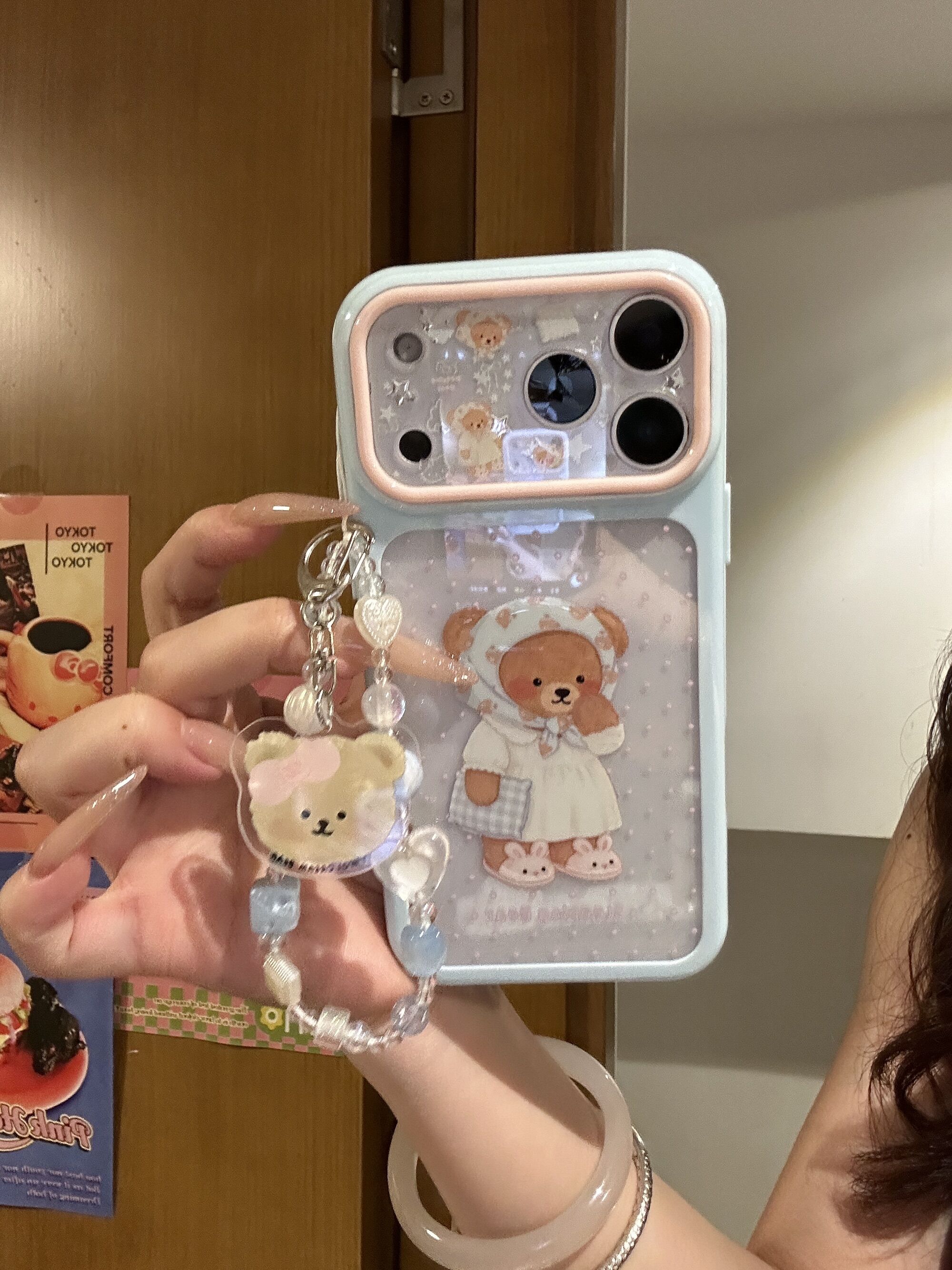 西多士撞色睡眠小熊戴头巾手机壳适用iPhone17promax苹果16pro手机15日韩ins卡通可爱14