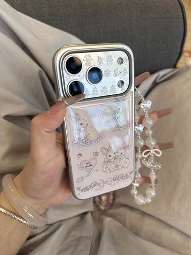 西多士ins粉色蝴蝶结小兔子苹果15手机壳16promax新款iphone13女款16pro滴胶硬壳苹果14promax手机套适用