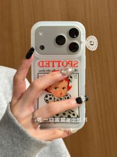 西多士白裙子黑波点生气女孩英文苹果17promax手机壳iphone16151314网红