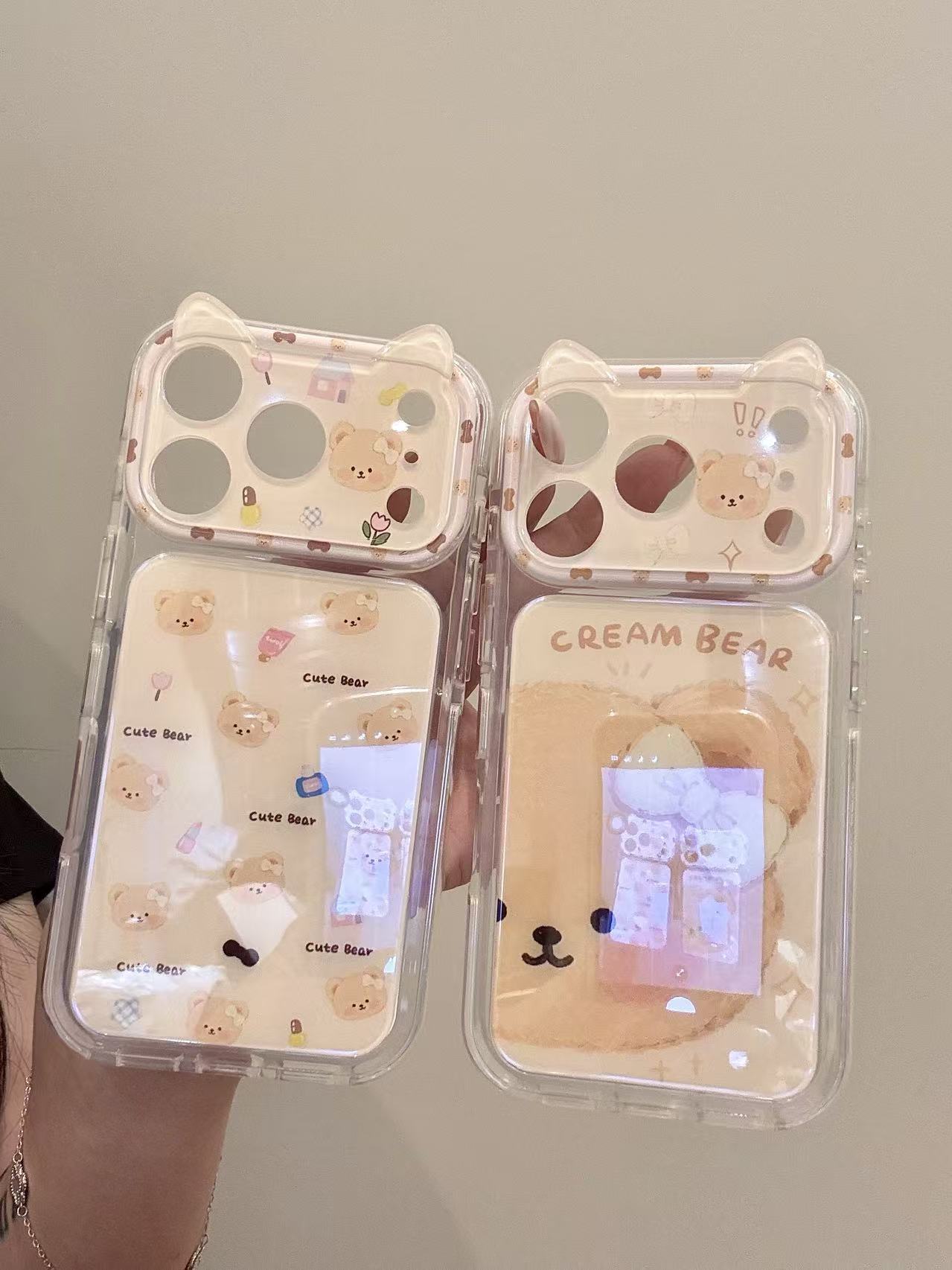 西多士适用于iphone18promax手机壳可爱风17化妆品蝴蝶结半脸小熊16猫耳
