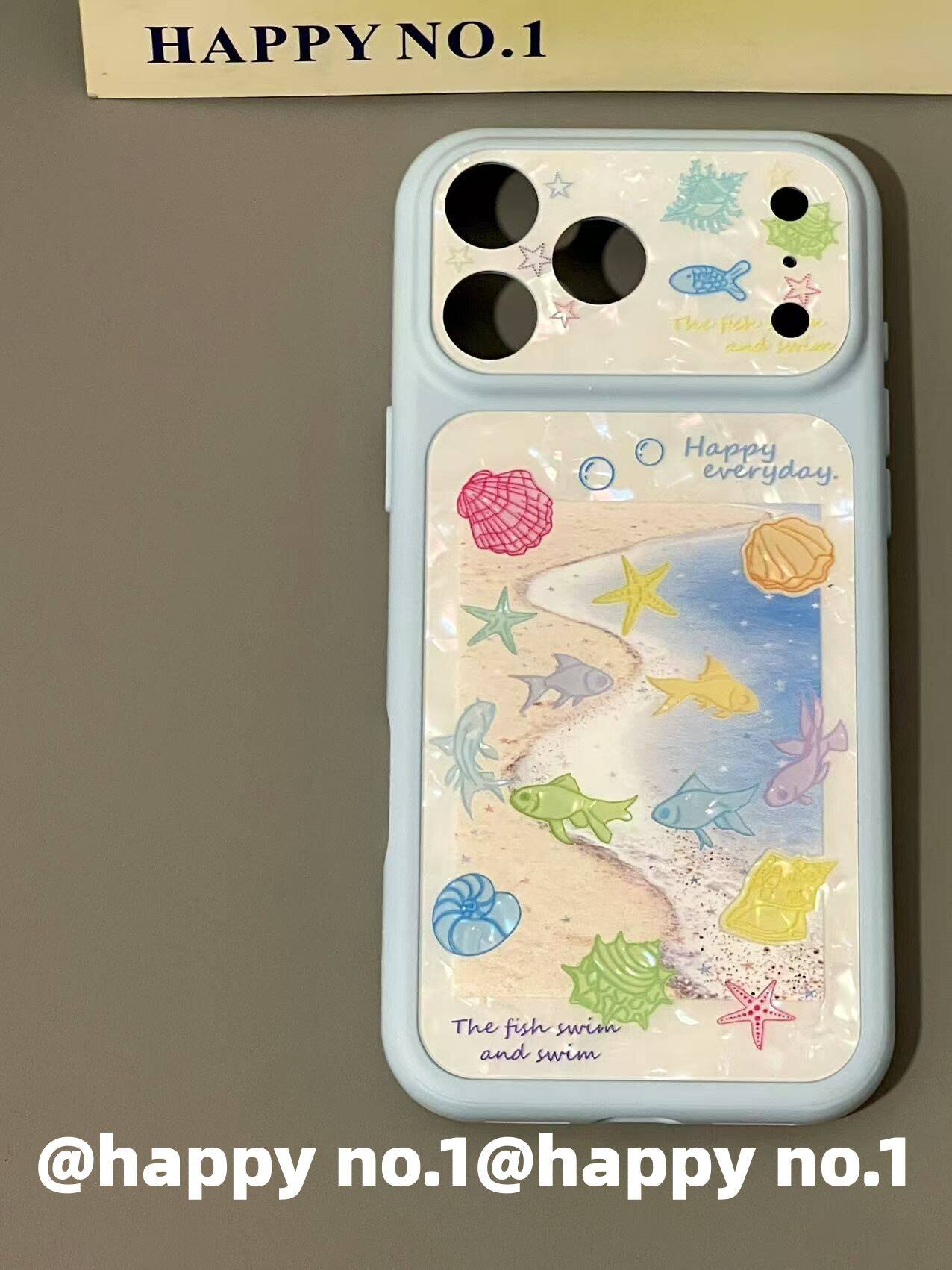 西多士氛围感贝壳纹海滩金鱼海星适用苹果iPhone手机壳防摔双层全包防水