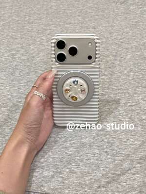 西多士 磁吸简约白色横条纹适用苹果17promax手机壳iphone16pro防摔保护套