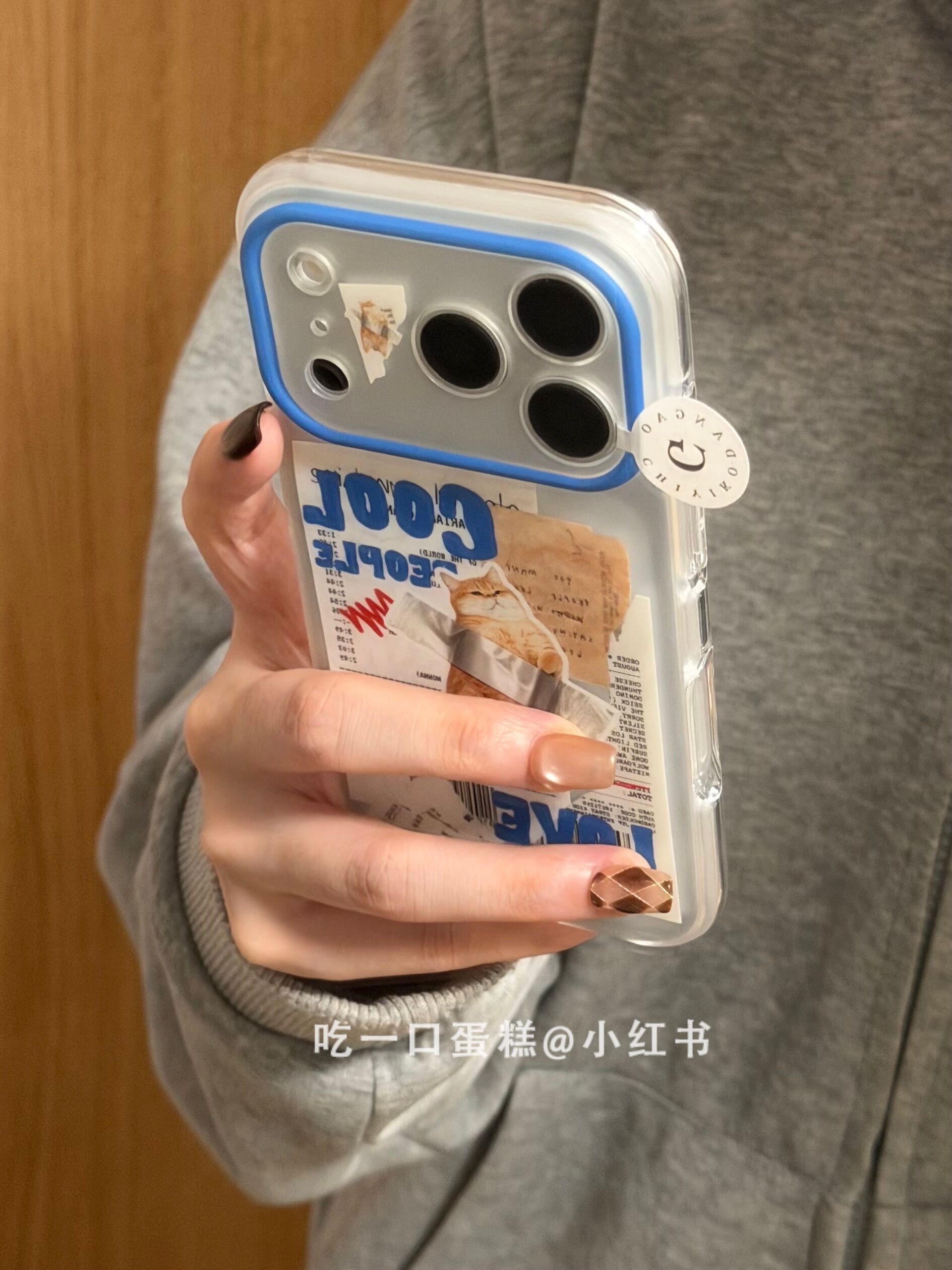 西多士账单标签胶带猫咪蓝英文适用18promax手机壳iphone1716保护套