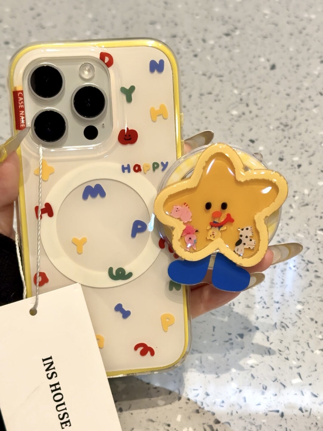 西多士黄色边框白底满屏彩色英文适用iphone16promax 苹果15磁吸手机壳14二合一17promax