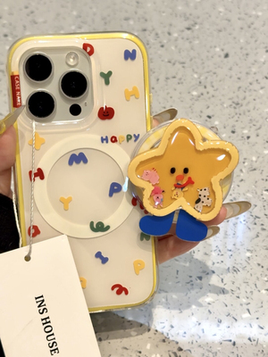 西多士黄色边框白底满屏彩色英文适用iphone16promax 苹果15磁吸手机壳14二合一17promax