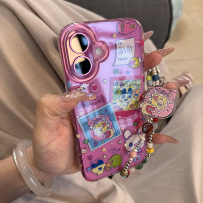 西多士玫粉半透闪粉拓歌麻子手机壳可爱适用iPhone16promax苹果17pro防摔保护套14/13新款15pm
