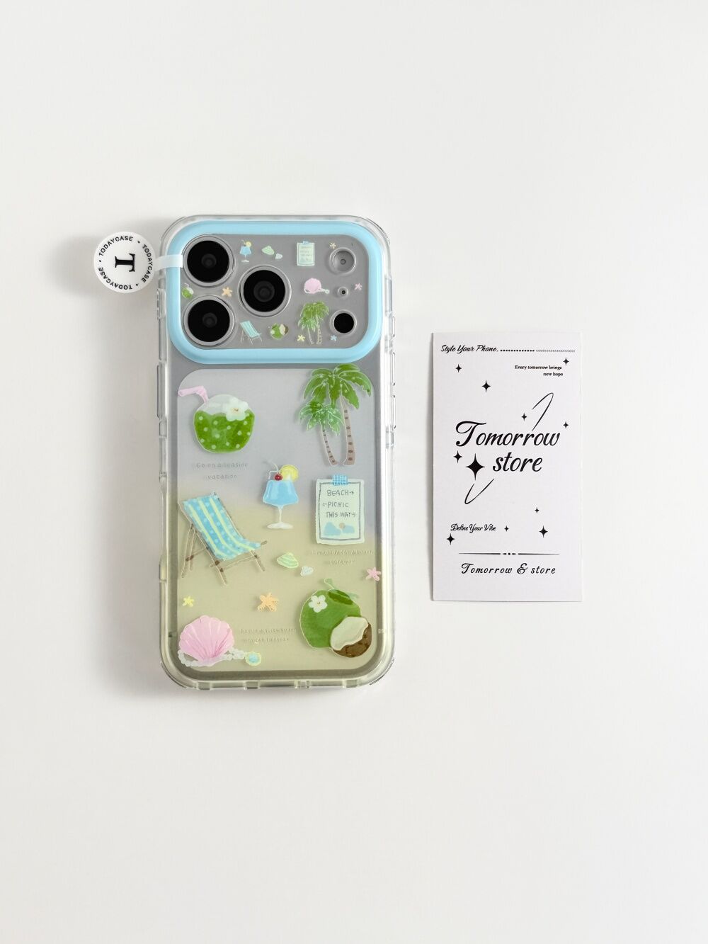 西多士ins沙滩椰树插画适用苹果17pro双层iPhone16全包15链条磨砂手机壳
