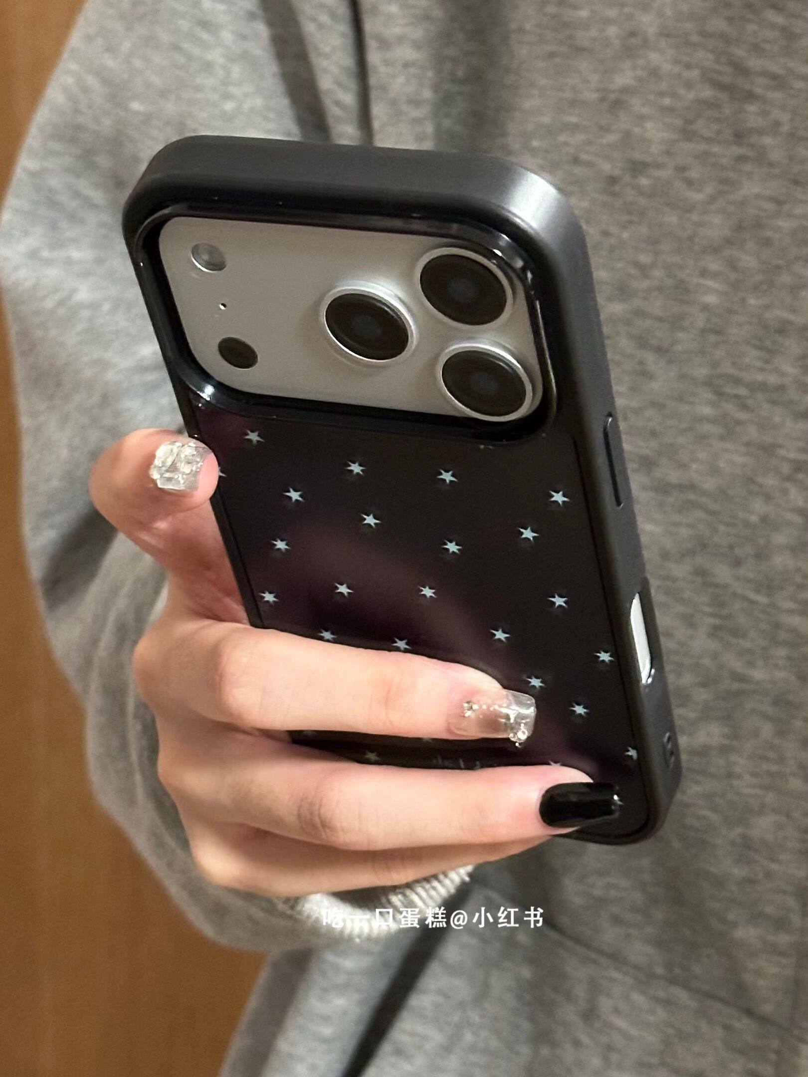 西多士墨蓝底蓝星星黑边框适用苹果17promax手机壳iphone16151413
