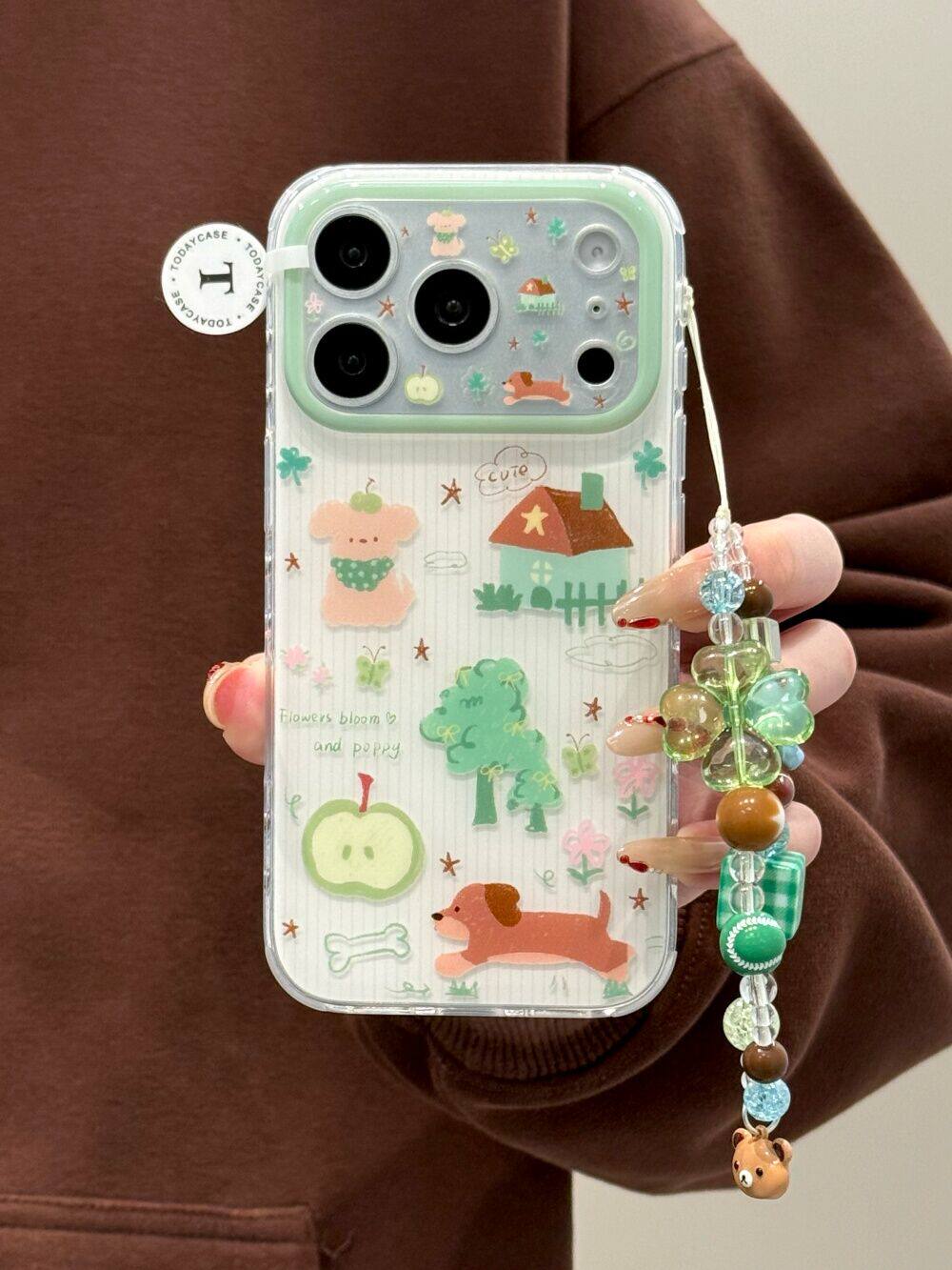 西多士可爱春日涂鸦腊肠狗适用苹果17promax双层iphone16防摔15手机壳14