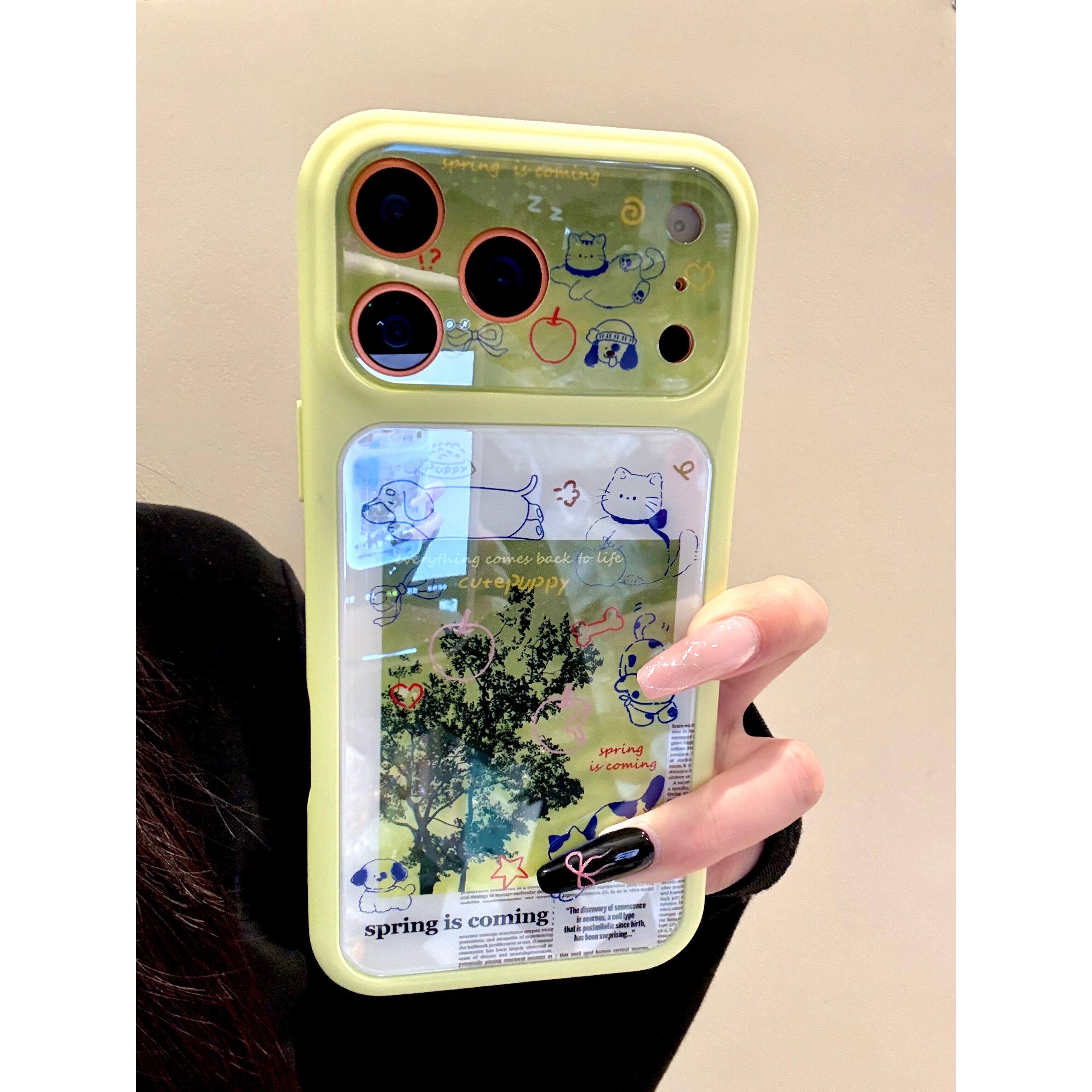 西多士适用苹果iphone17promax绿树插画猫咪16pro个性15创意14ins韩系手机壳